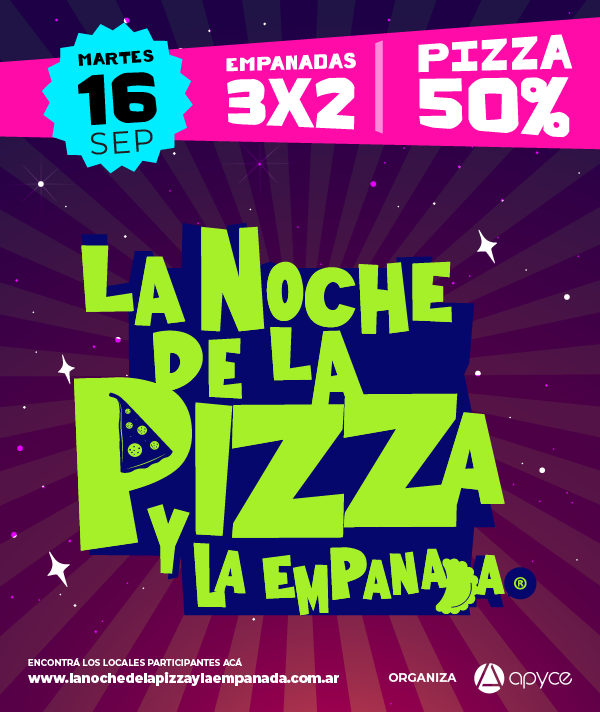 La Asociación de Pizzerías y Casas de Empanadas de la República Argentina (APYCE) anuncia la realización de la 42ª edición de “La Noche de la Pizza y la Empanada®”, el encuentro gastronómico más federal y esperado del calendario.